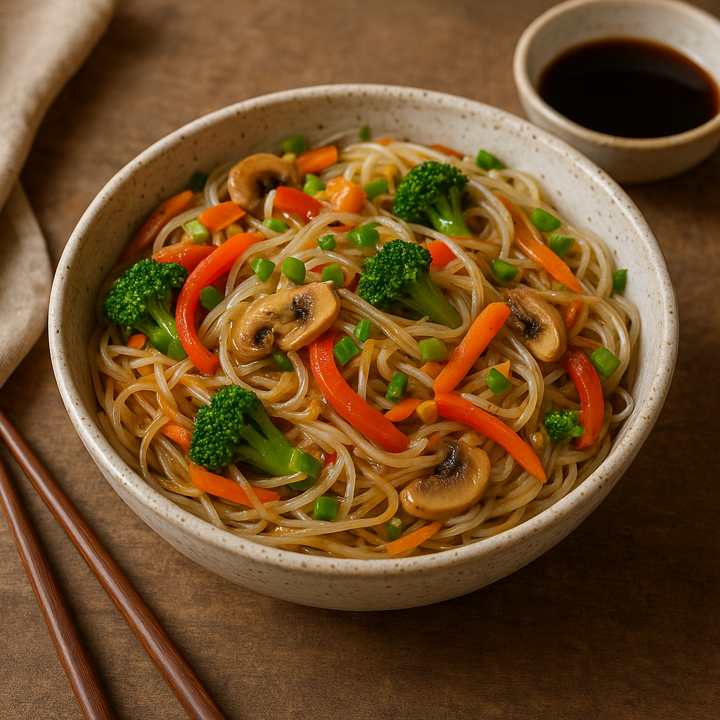 Przepis na makaron ryżowy z warzywami