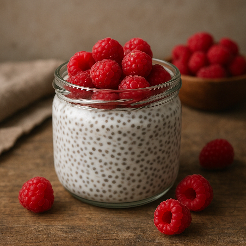 Przepis na pudding chia z malinami